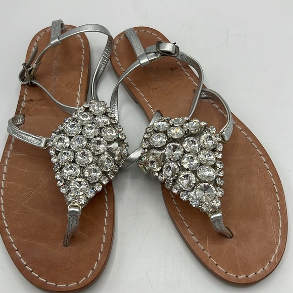 Autori Capresi Shoes - Autori Capresi Cluster Rhinestone Embellished Silver Leather Women's Sandals